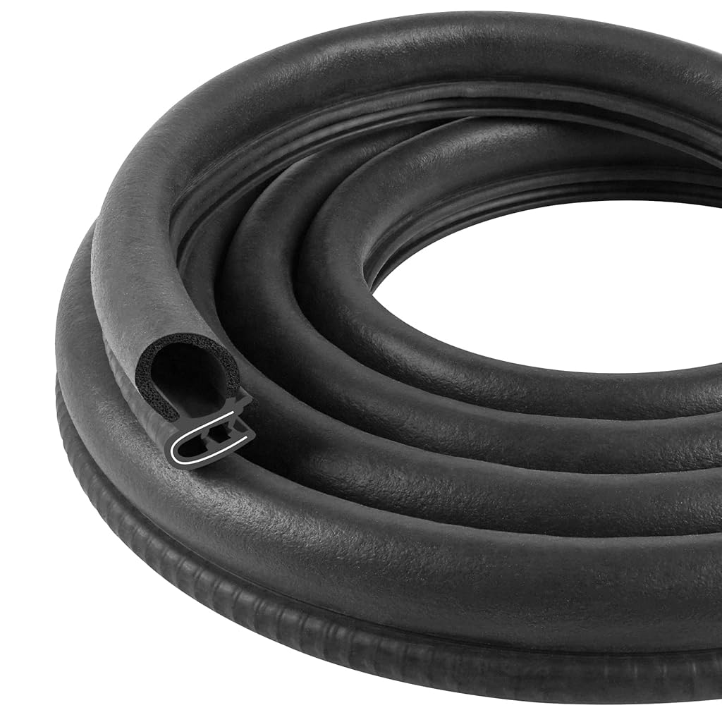 STHIRA® Automotive Door Weather Stripping 20Ft Car Door Rubber Edge Trim Seal Strip Gasket with Side Bulb