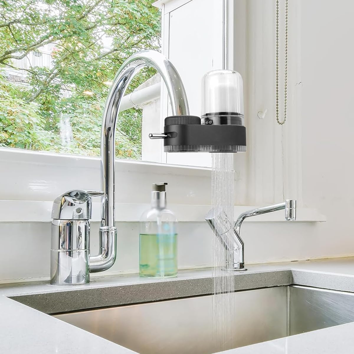 HASTHIP Tap Water Filter for Kitchen Sink featuring Dual Spout Design and 7 Layer Filtration System