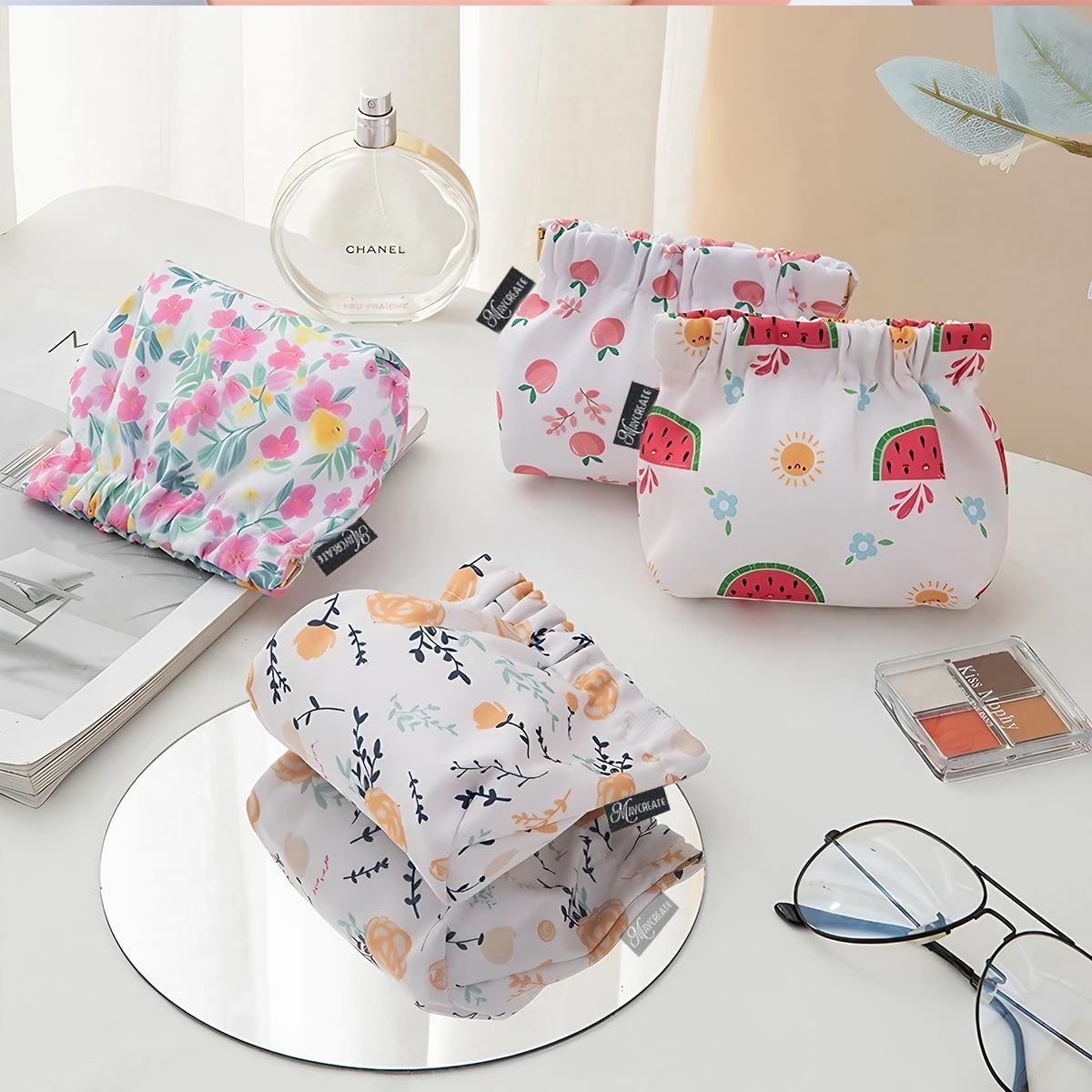 MAYCREATE Small Pouches for Women featuring 13x13cm design with self closure Oxford fabric | travel makeup and coin organizer set