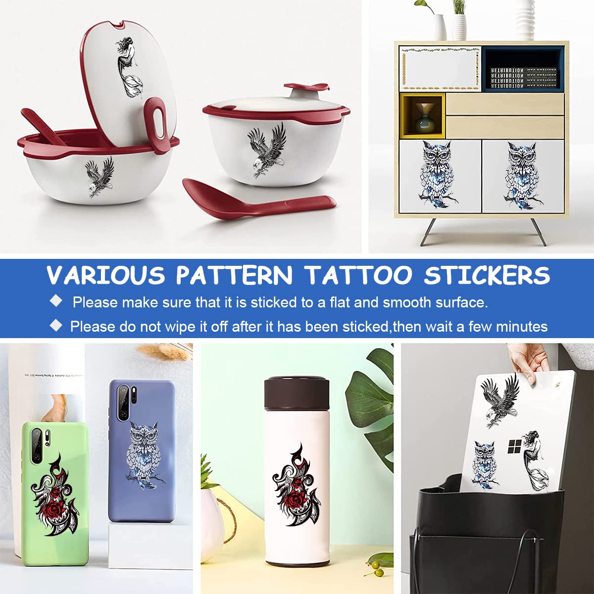 MAYCREATE Tattoo Stickers for Body Art with 42 Sheets 8.27×5.83 in Waterproof Designs | DIY Temporary Tattoos for Men and Women
