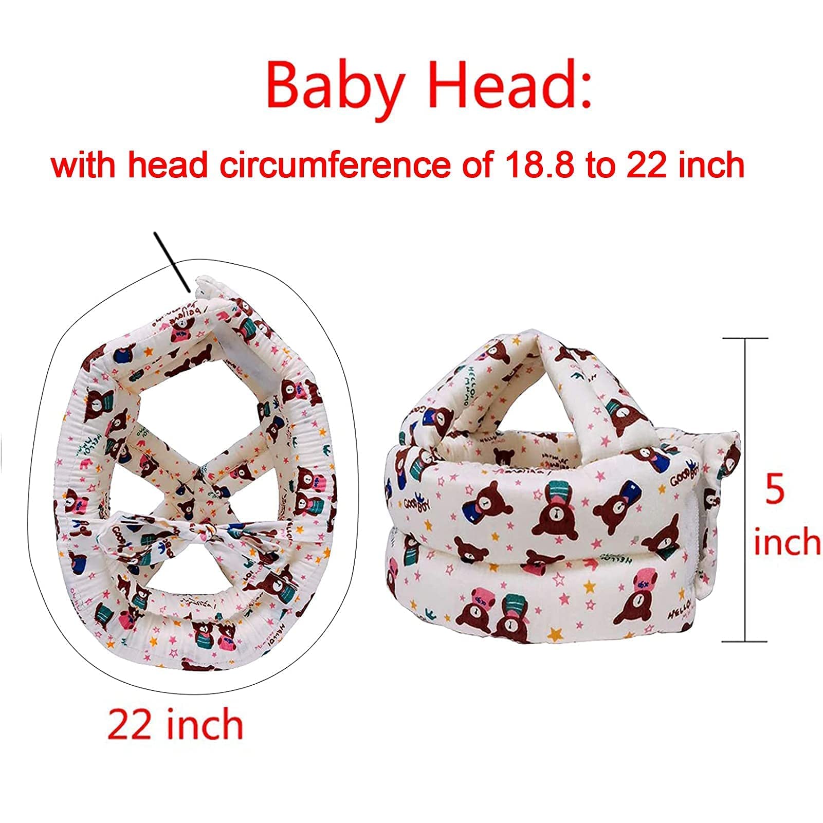 SNOWIE SOFT® Baby Head Protector, Adjustable Size Baby Learn to Walk Or Run Soft Safety Helmet, Infant Anti-Fall Anti-Collision,for Baby Months~5 Years Old (Beige)