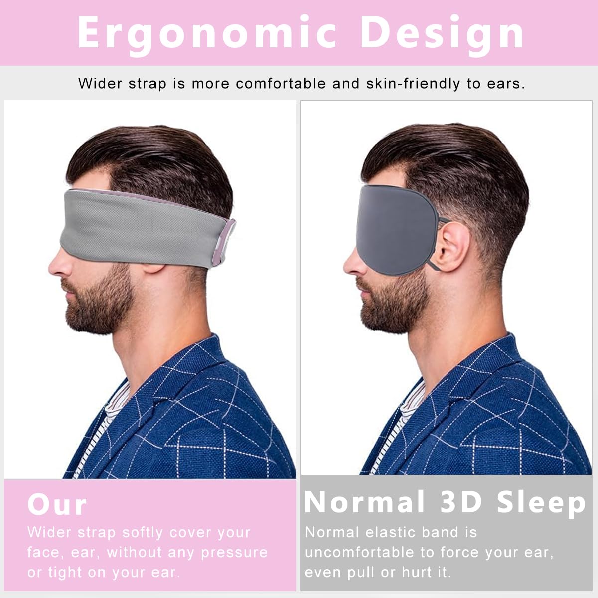 HANNEA Eye Mask for Sleeping with Double Sided Design and Noise Reduction | Soft Cotton Travel Blindfold