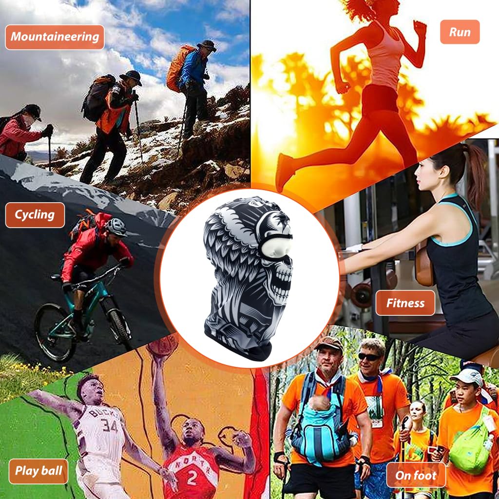 Optifit Balaclava for Motorcycle Riding and Outdoor Sports featuring Skull Design | Quick Dry Breathable Full Face Mask
