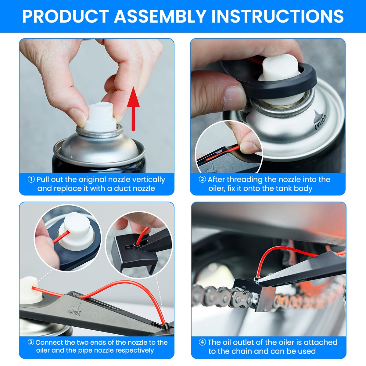 STHIRA Grease Spray Nozzle Attachment for Motorcycle and Bike Chains 3PCS | Precise Bearing Lubrication