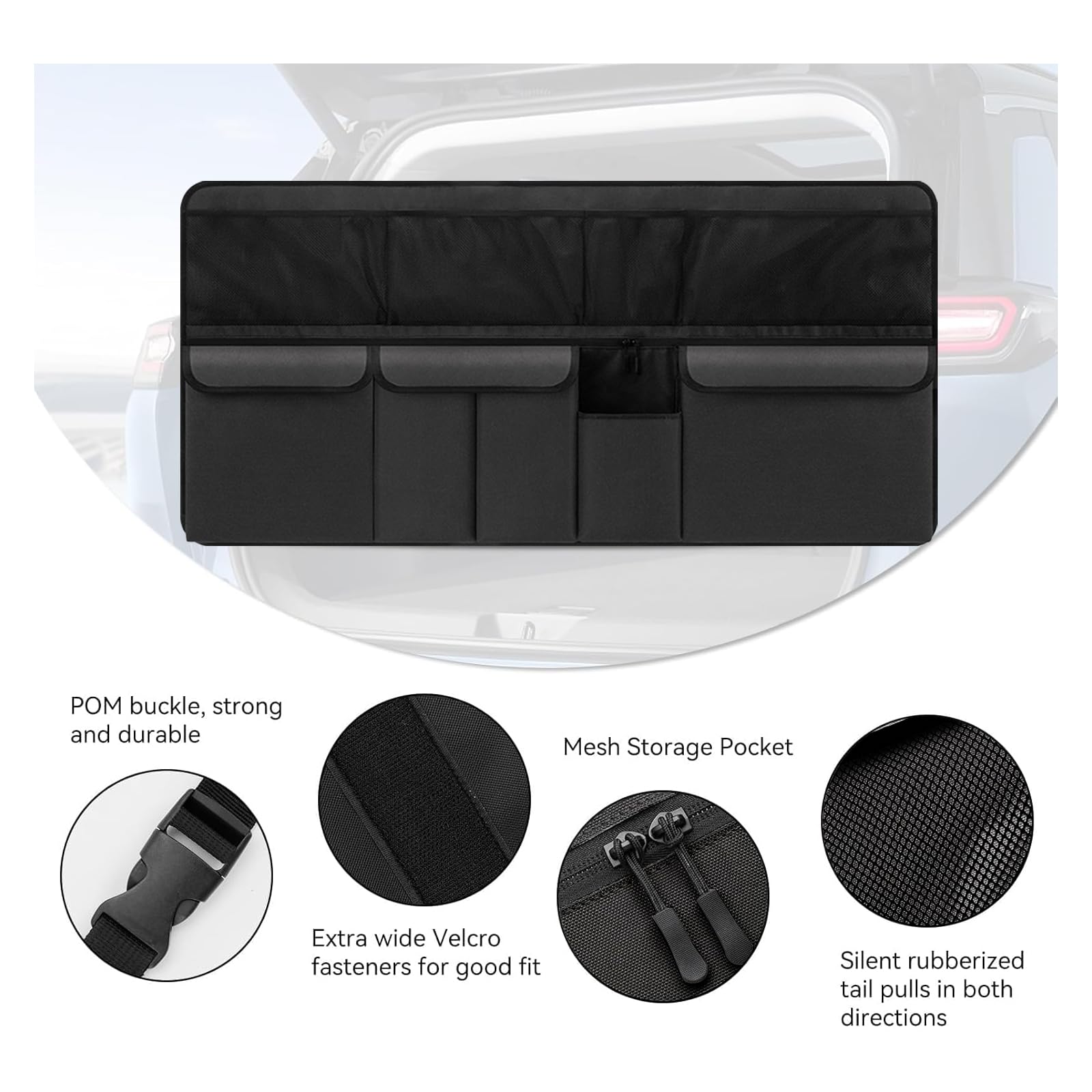 STHIRA Car Back Seat Organizer for SUV and Truck with Mesh Pockets and Adjustable Straps 105x51cm