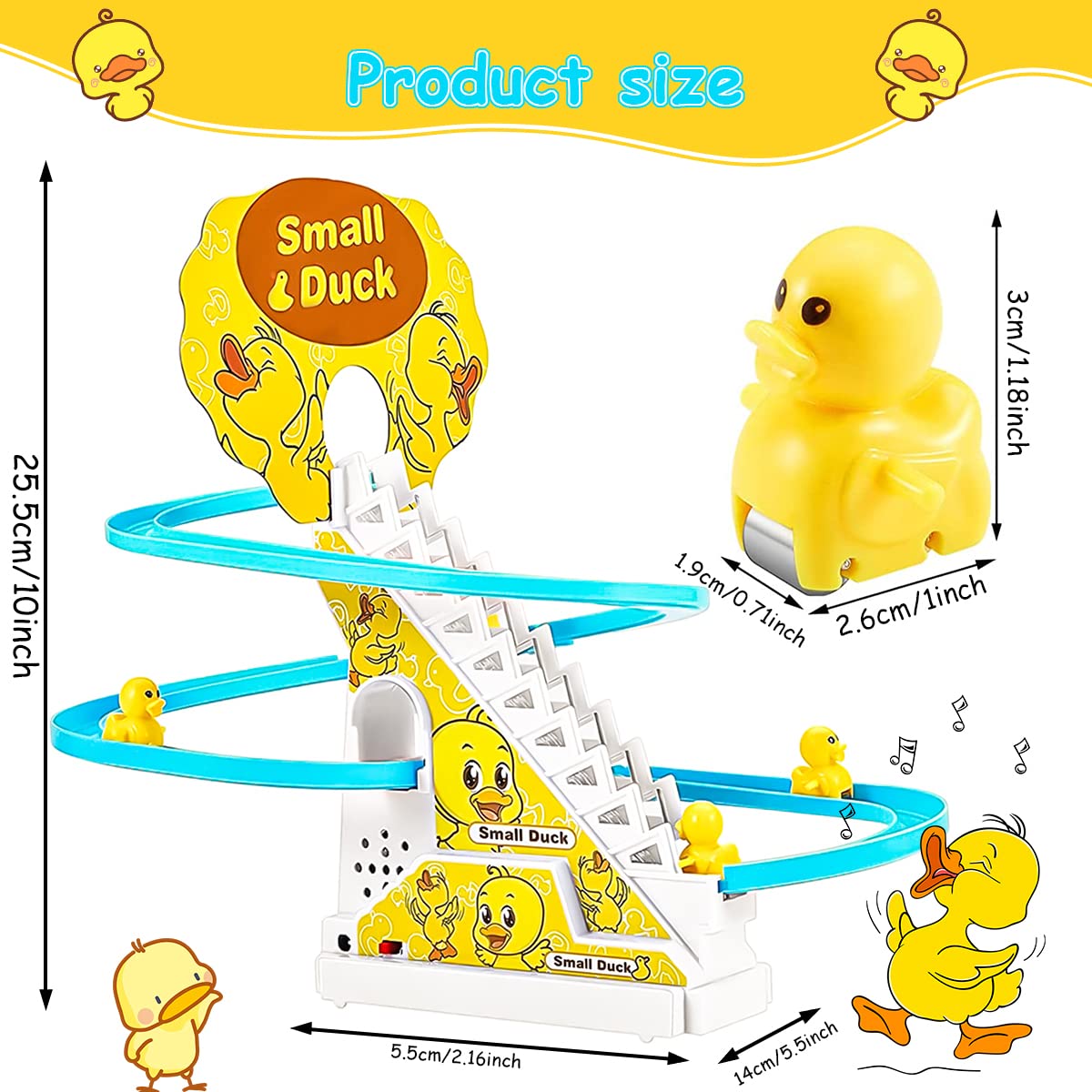 PATPAT® Electric Duck Toys for Kids, Musical Toys for Kids Ducks Climbing Toys Slide Toy Set, 9 Ducks Automatic Stair-Climbing Toys with Lights and Music, Small Duck Toys Moving Toys