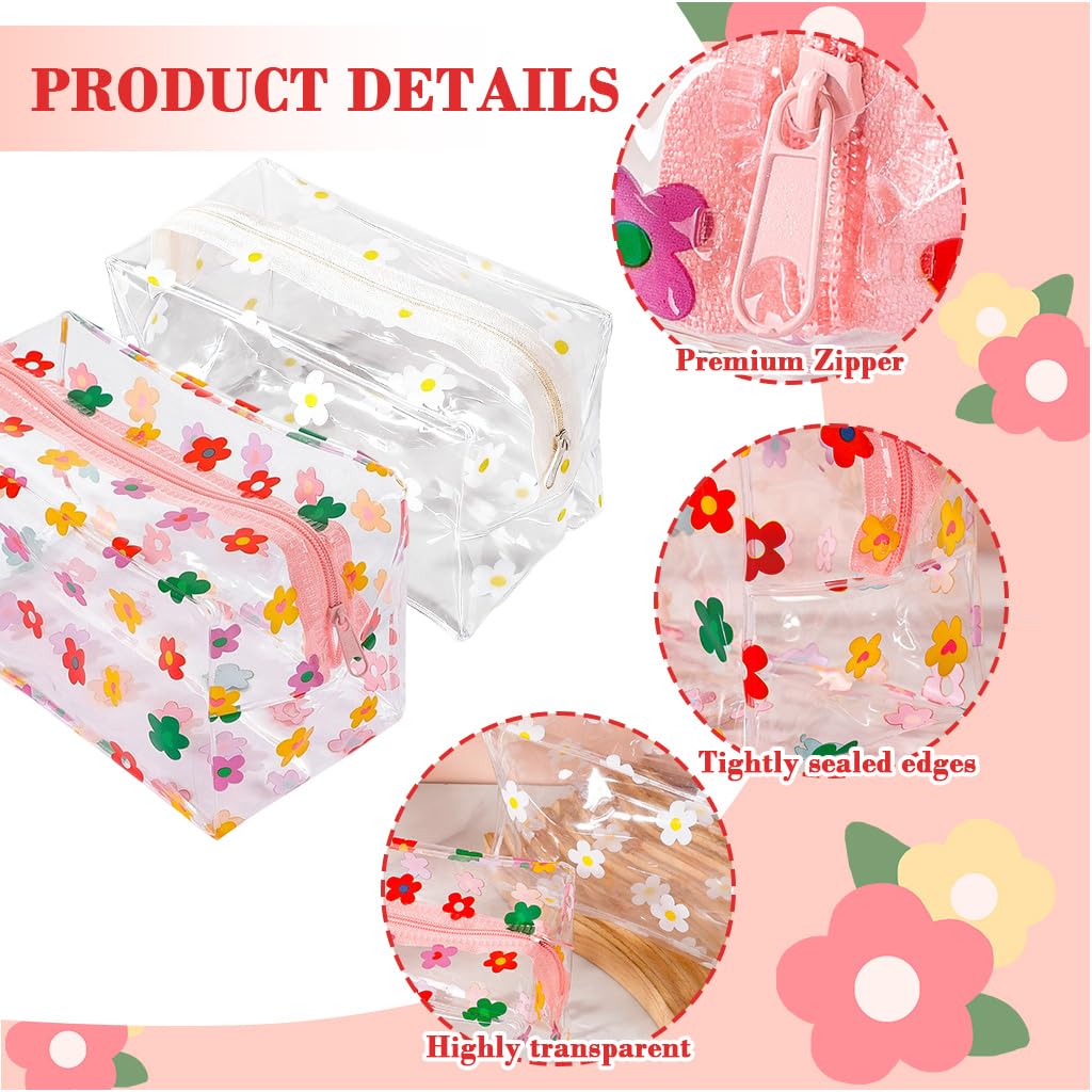 MAYCREATE Waterproof Zipper Pouch Bags for Travel and Daily Use with Floral Prints 18x9x9cm