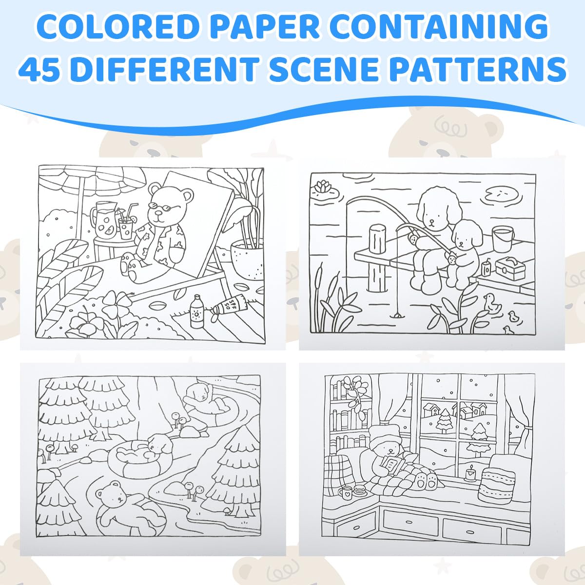 PATPAT Coloring Book for Stress Relief with 48 Sheets and Spiral Bound Hard Cover | 8.5x11 for Kids and Adults