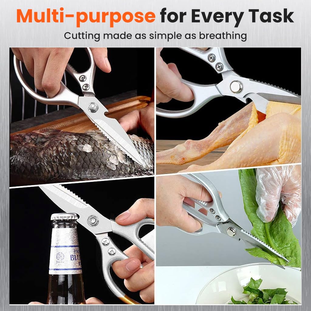 ZIBUYU Kitchen Shears for Meat and Vegetables with Ergonomic Anti Slip Grip | Stainless Steel