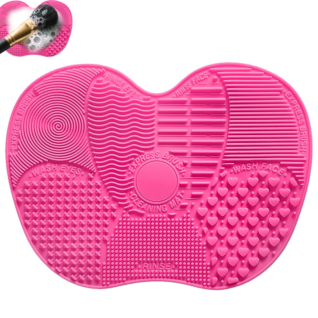 ZIBUYU Silicone Makeup Brush Cleaning Pad for Deep-Cleaning 22.5×17×1.5 cm Brushes | Multi-Texture Cruelty-Free Crimson