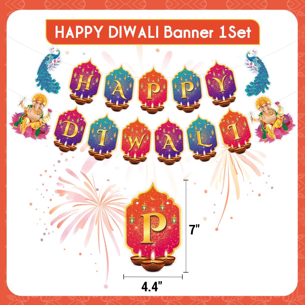 HASTHIP Happy Diwali Banner for Home and Porch Decoration featuring Gold Letter Design | Ideal for Festival of Lights and Deepavali Celebrations