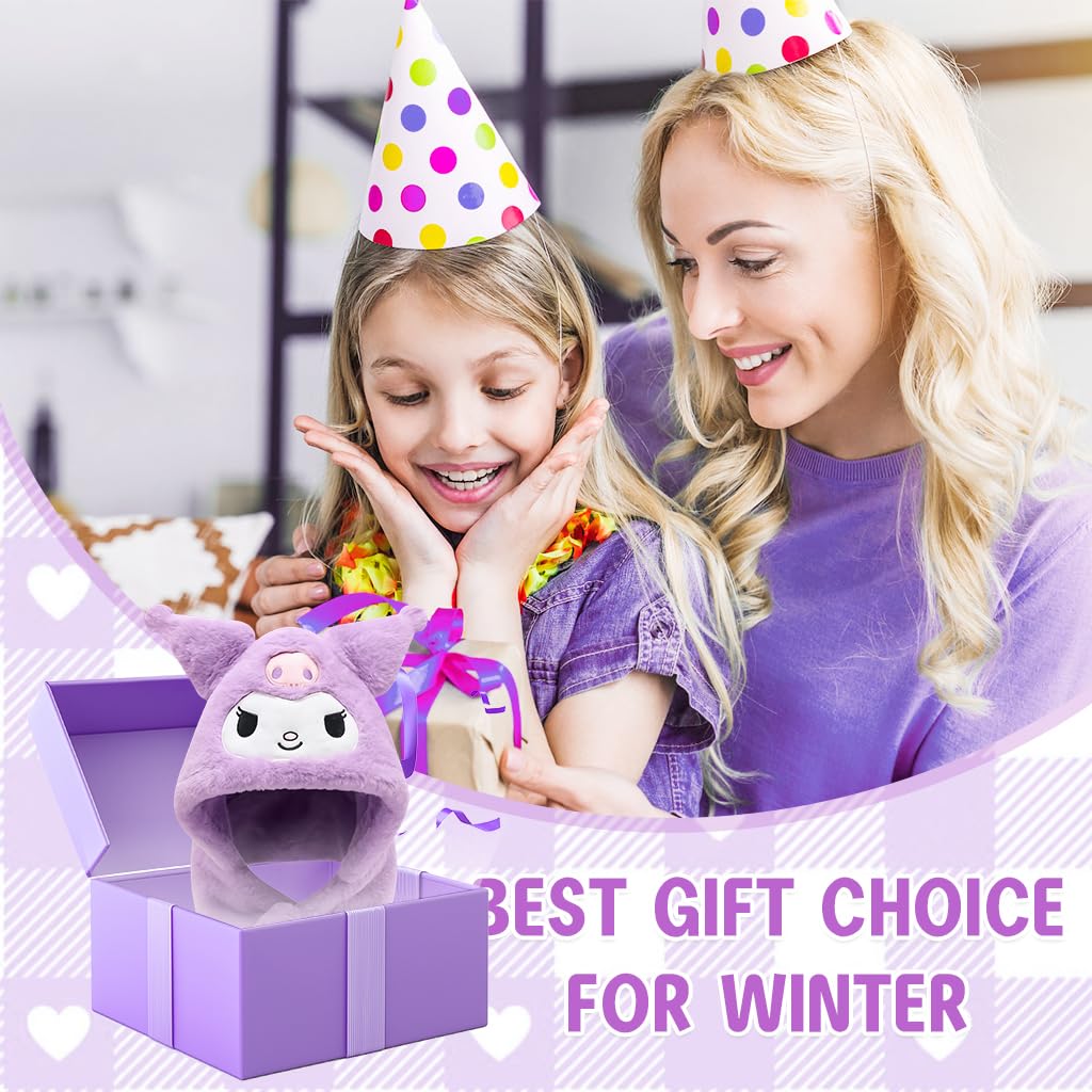 PATPAT Winter Kids Scarf Cap Set for Girls 4–13 with Wrap Around Design and Plush Fleece Warmth