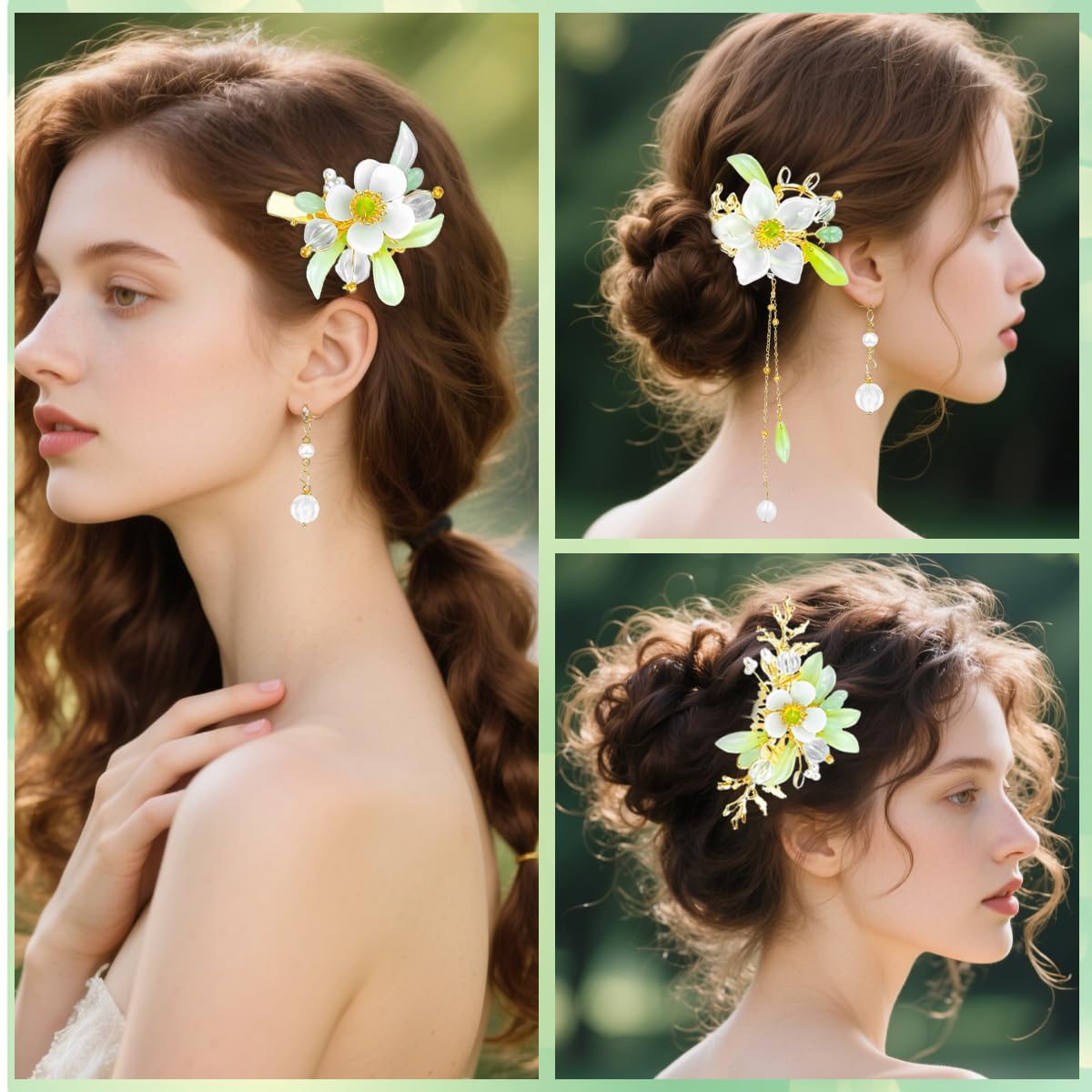 SANNIDHI Juda Hair Pins for Wedding Hairstyles featuring 5Pcs Floral Alloy U Pins | Elegant Tassel Accessories for Women and Girls