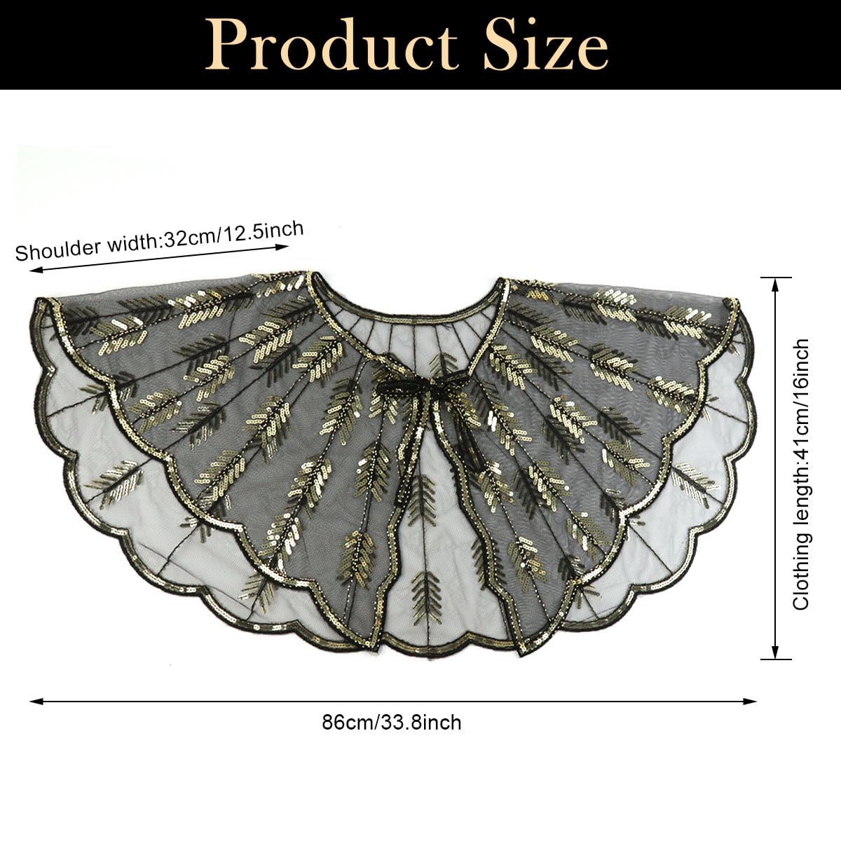 SANNIDHI Sheer Wrap Cape Shawl for Evening Gown featuring Gold Sequin Tie Up Design | Elegant Cover Up for Women