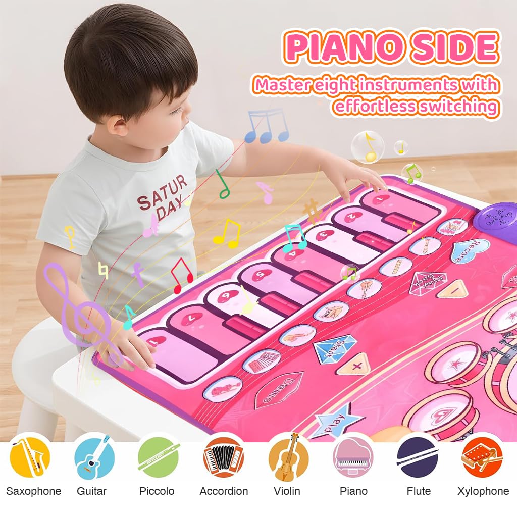 PATPAT Piano Keyboard Musical Mat for Kids with 8 Instrument Sounds and 75x54 cm Size | Educational Play Toy