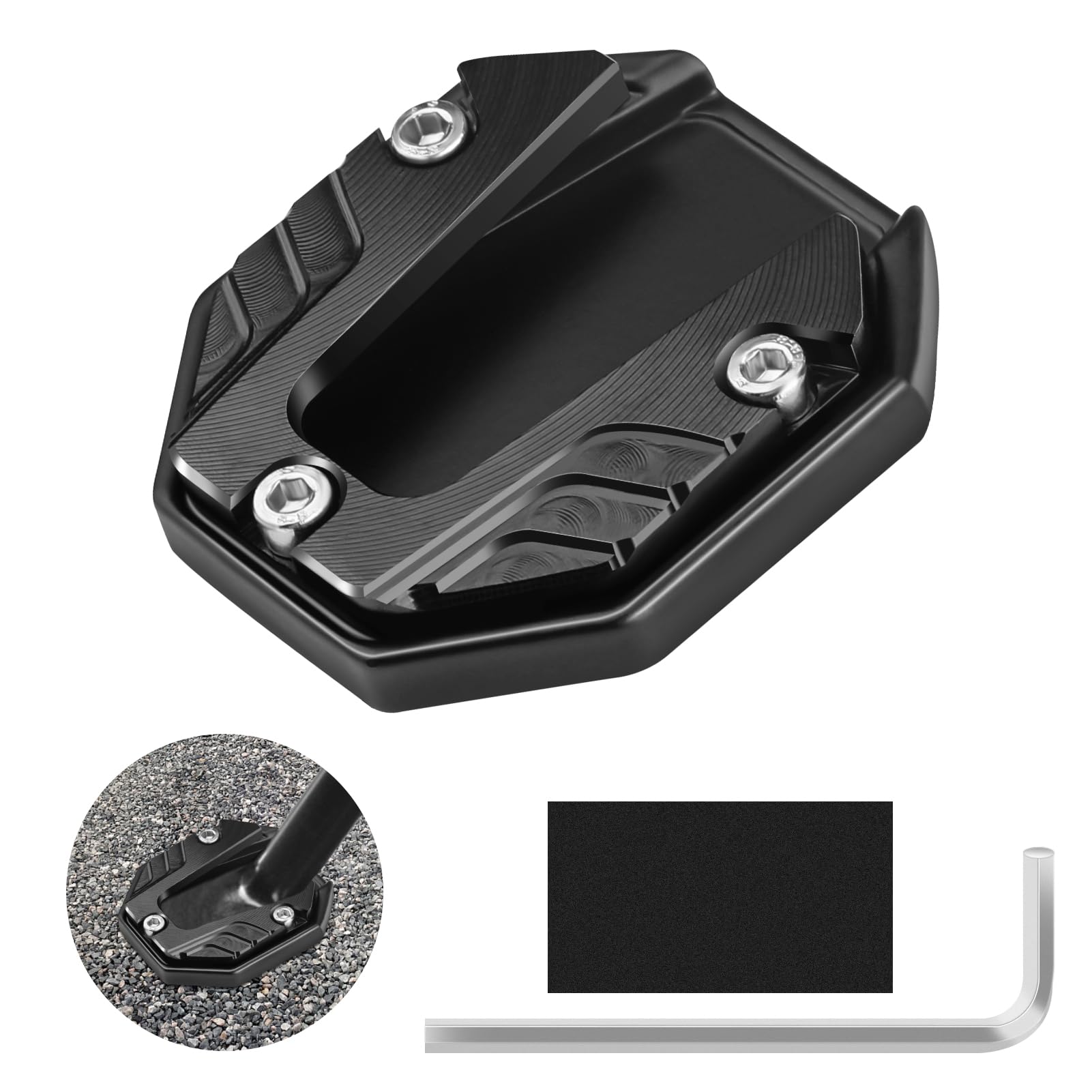 STHIRA® Motorcycle Side Stand Plate Extension Pad, Aluminum Alloy Motorcycle Kick Stand Shoes