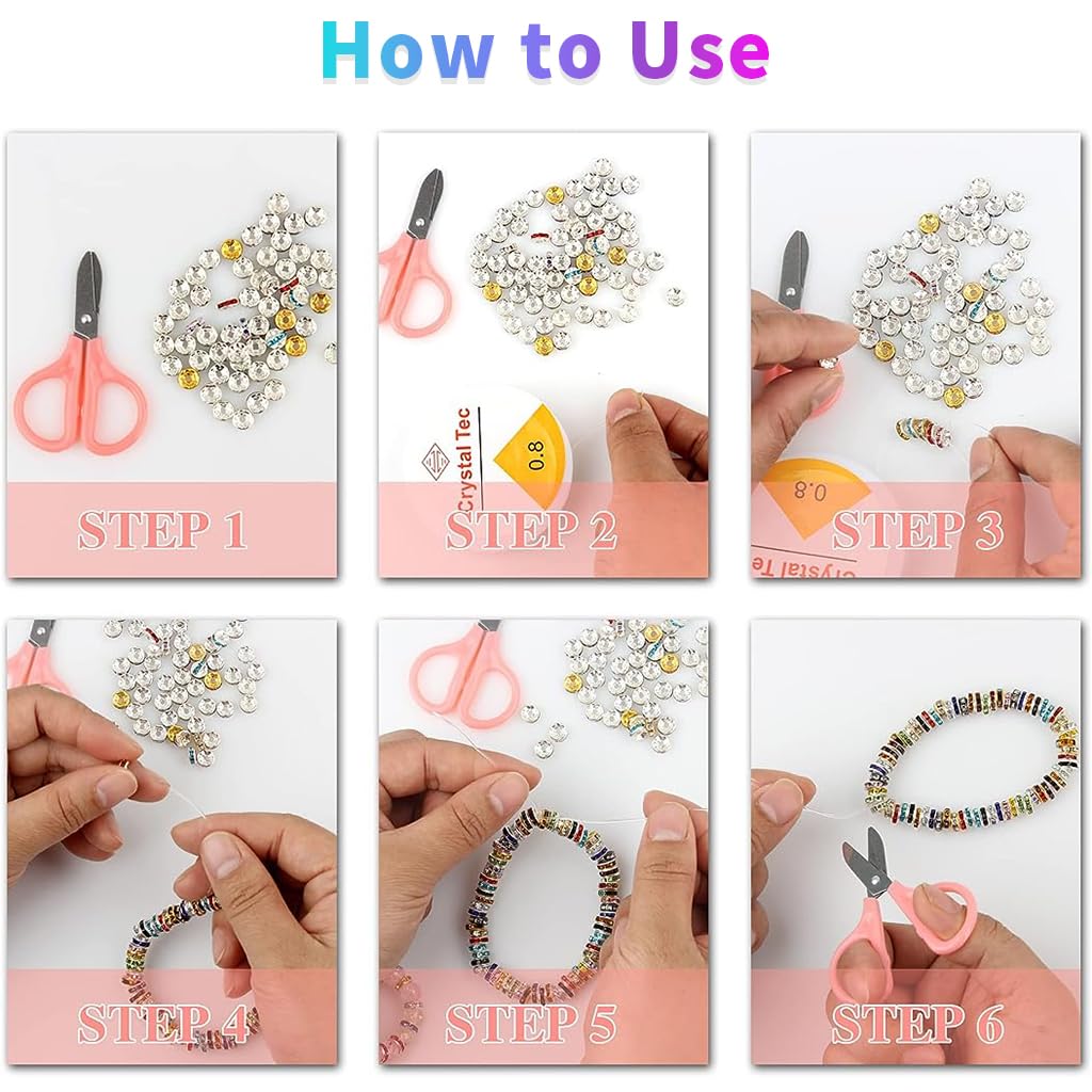 Venzina Crystal Spacer Beads for Jewelry Making with 600pcs 8mm Rhinestone Rondelles | 10 Colors for DIY Bracelets and Crafts