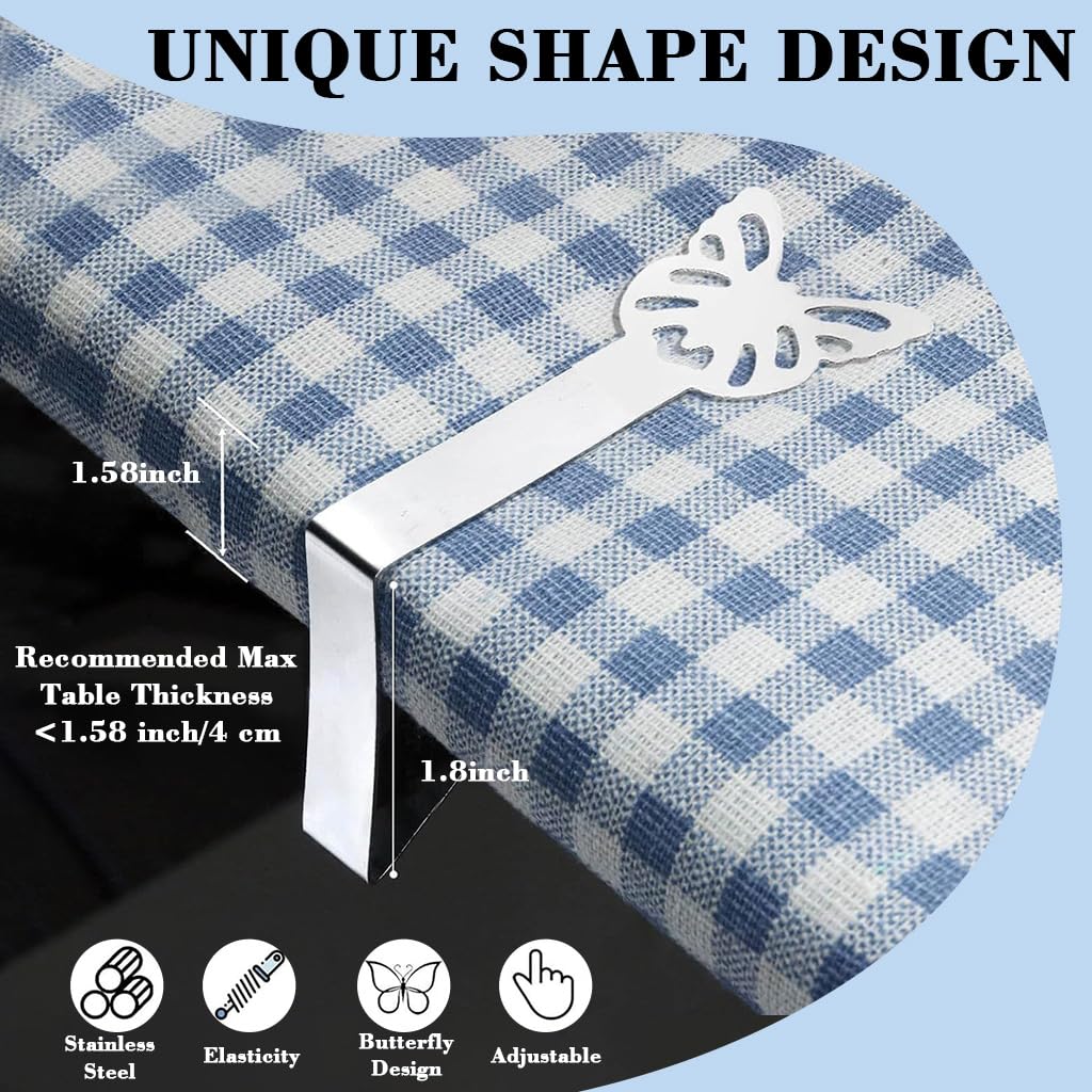 HASTHIP Butterfly Tablecloth Clips for Outdoor Picnic and Party | 10Pcs Stainless Steel Windproof Holders