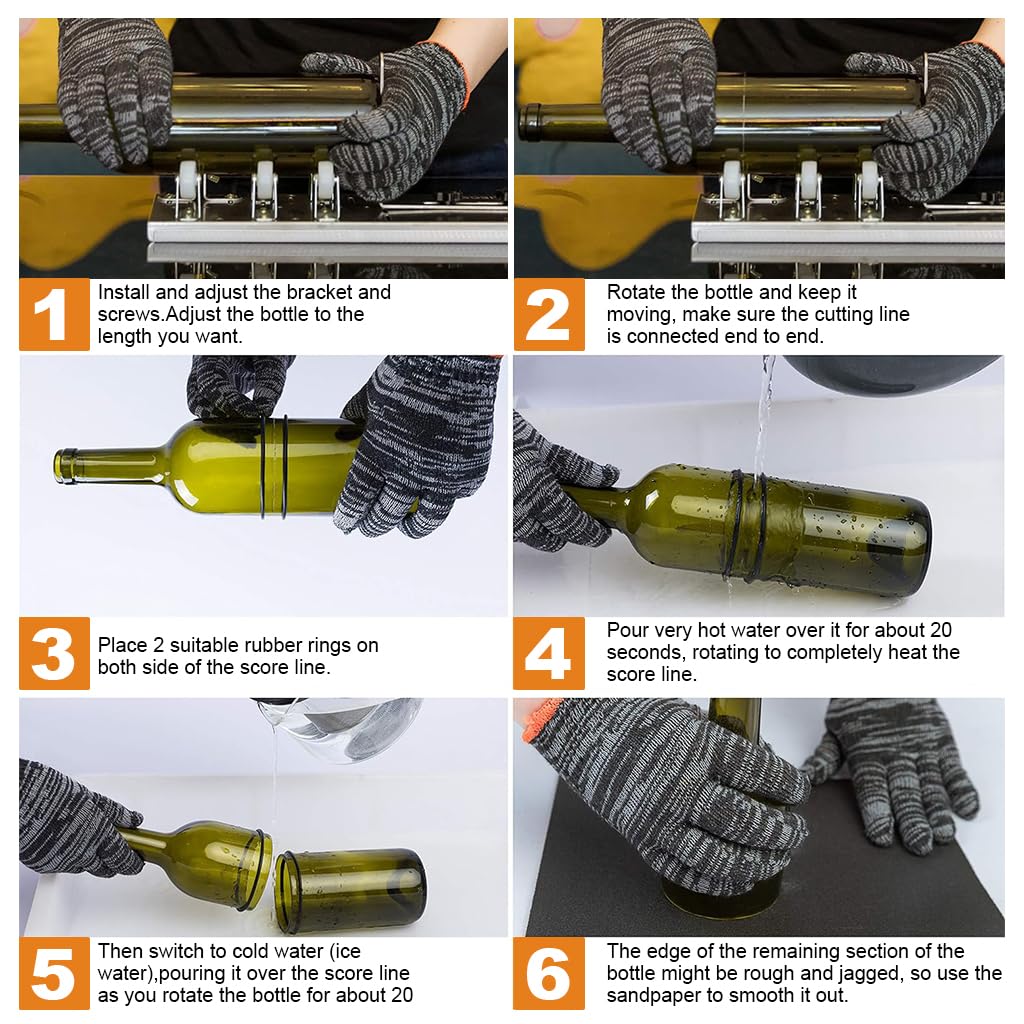 Serplex Glass Bottle Cutter Kit for DIY Crafts with 12pcs Tools and Stainless Steel Base