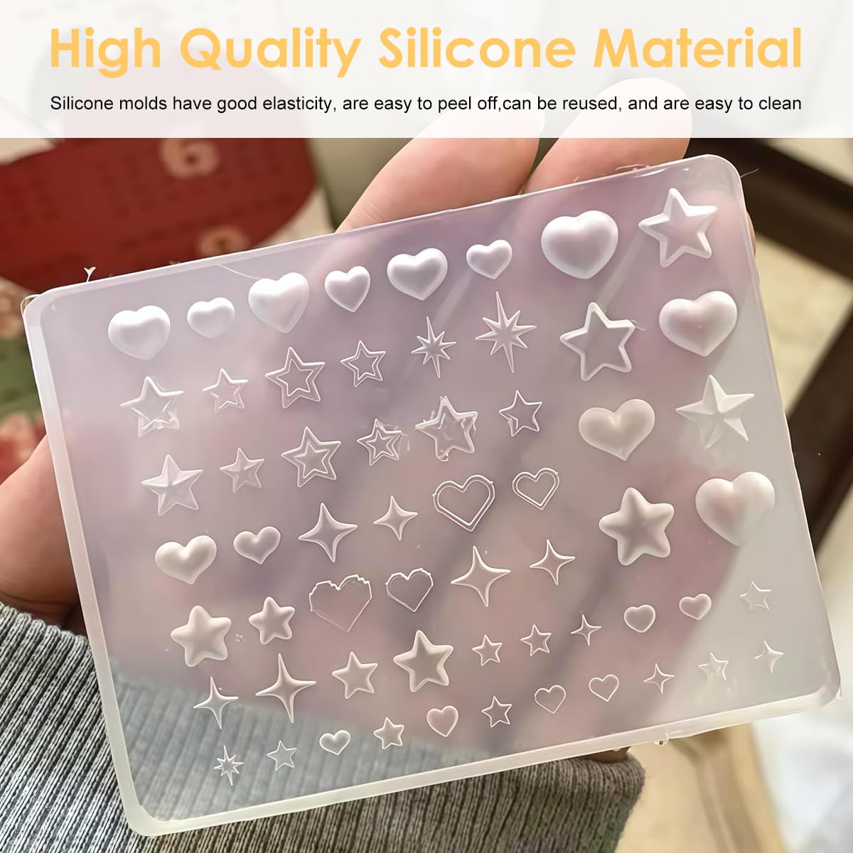 MAYCREATE Silicone Nail Molds for DIY 3D Nail Art with 59 Cavities | Flexible Resin Design