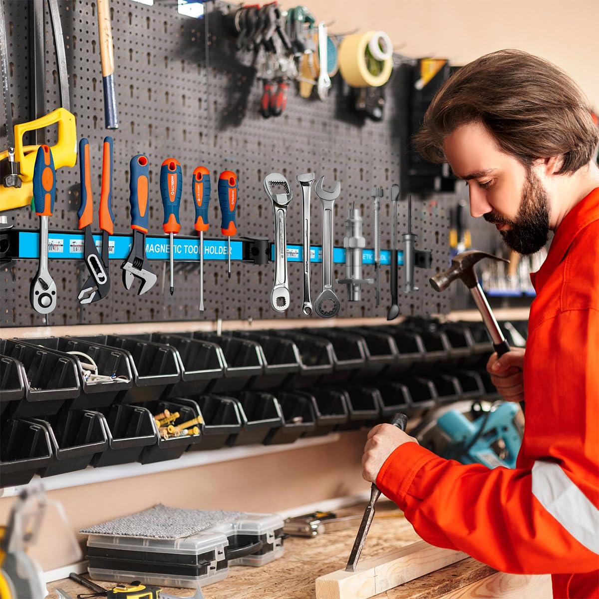 Serplex Magnetic Tool Holder for Wall Mount with Screw Fixed Design and 18 Inches Length