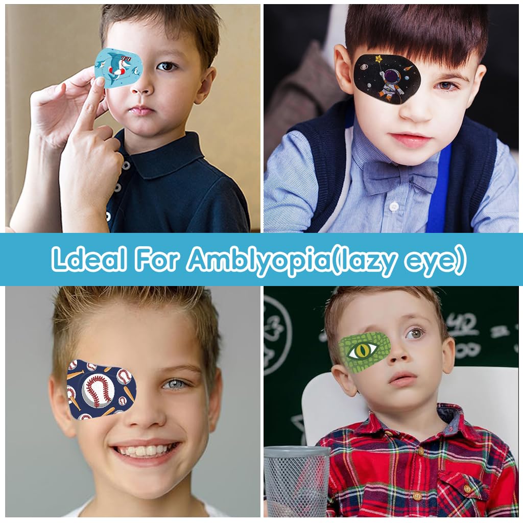 HANNEA Eye Patch for Kids with 40 Cartoon Designs and Self Adhesive Cotton Pads | 1.96x2.9 in