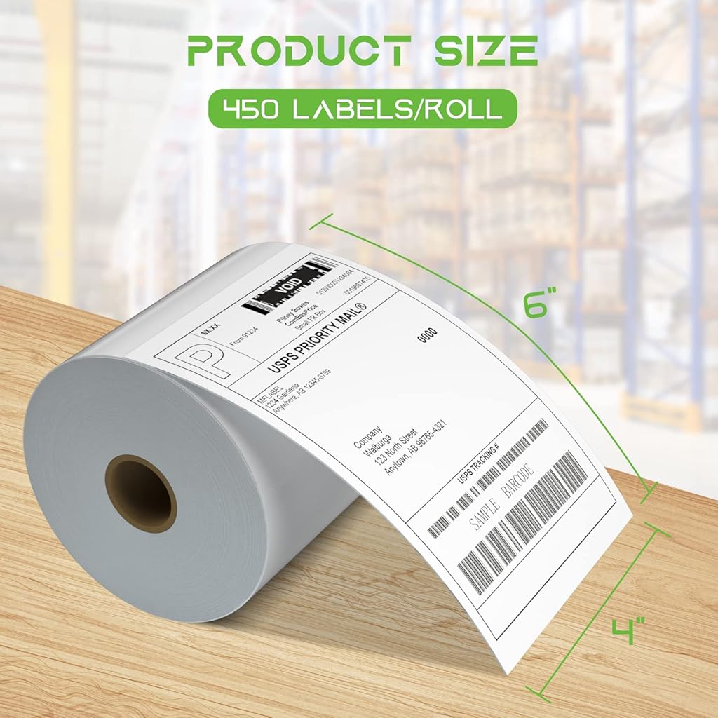 Climberty® MFLABEL 4 Rolls of 450 Direct Thermal Shipping Labels 4x6 for Zebra 2844 Zp-450 Zp-500 Zp-505