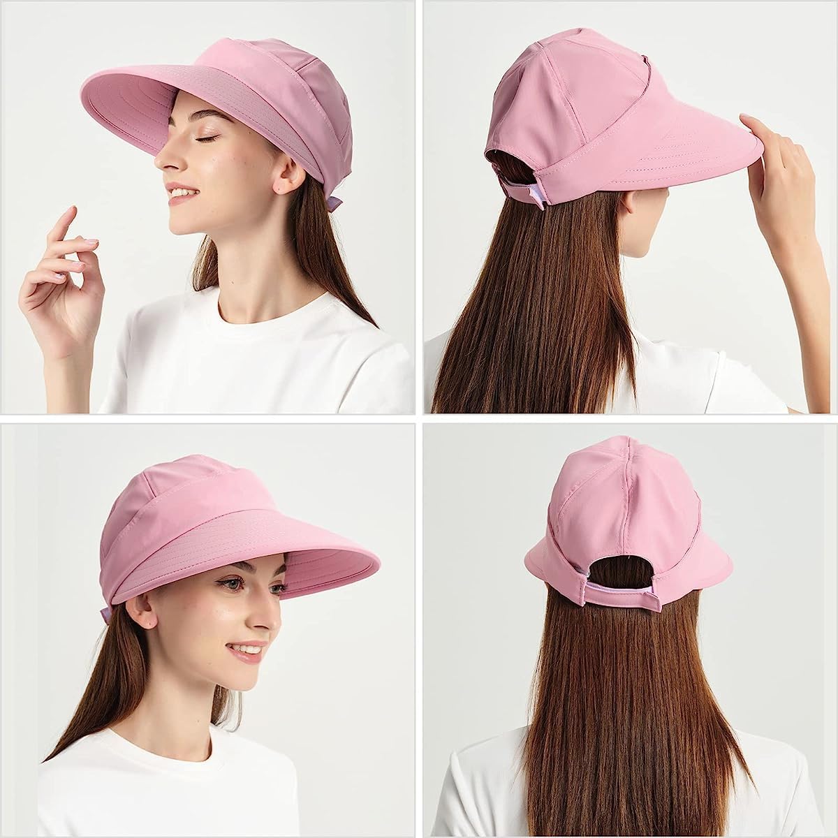 Venzina Sun Hat for Women featuring 4.3 in Wide Brim with Detachable Top | Pink Polyester