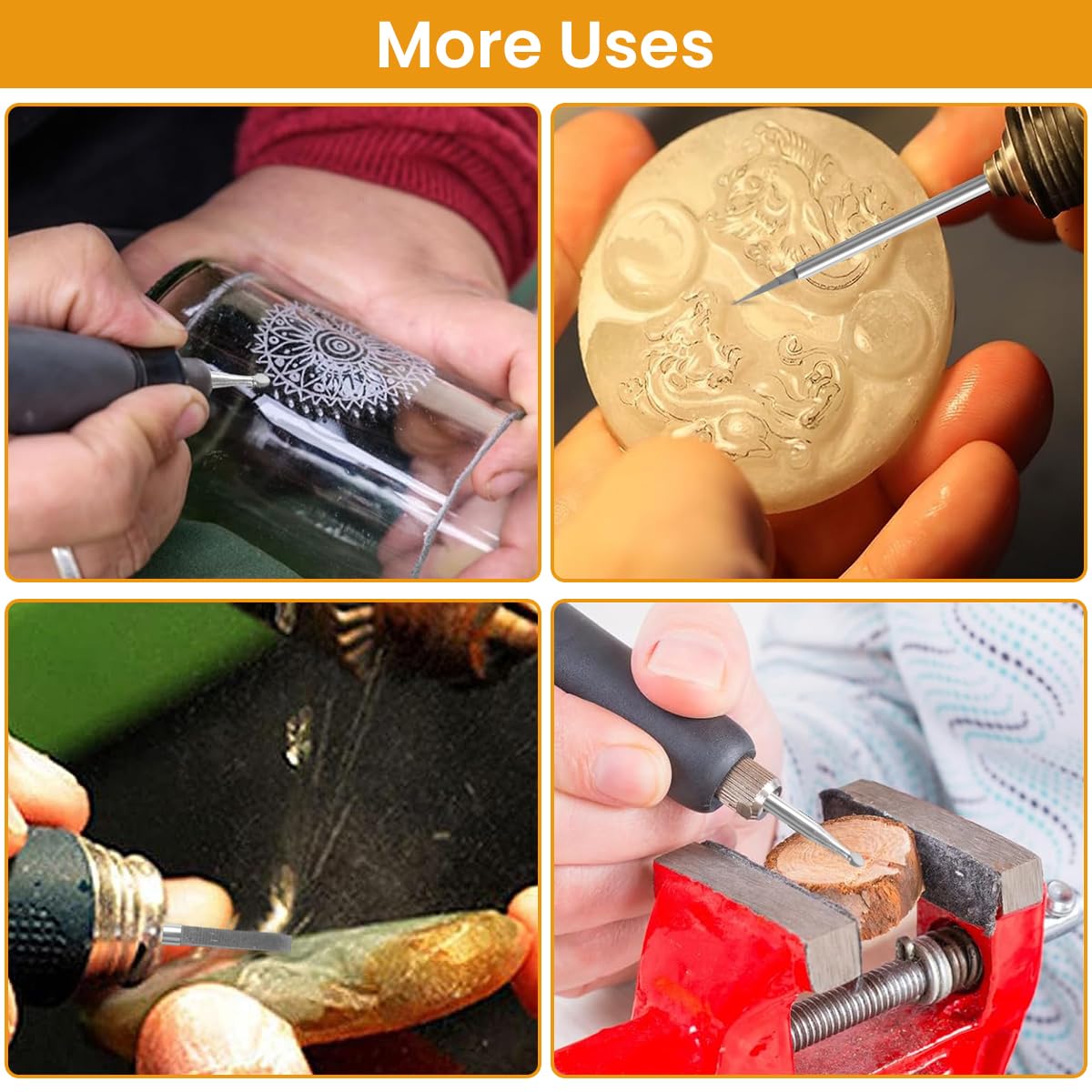 Serplex Carving Bits for Dremel Rotary Tool with 6pcs Detailing Shapes in Stainless Steel | Ideal for DIY Woodworking