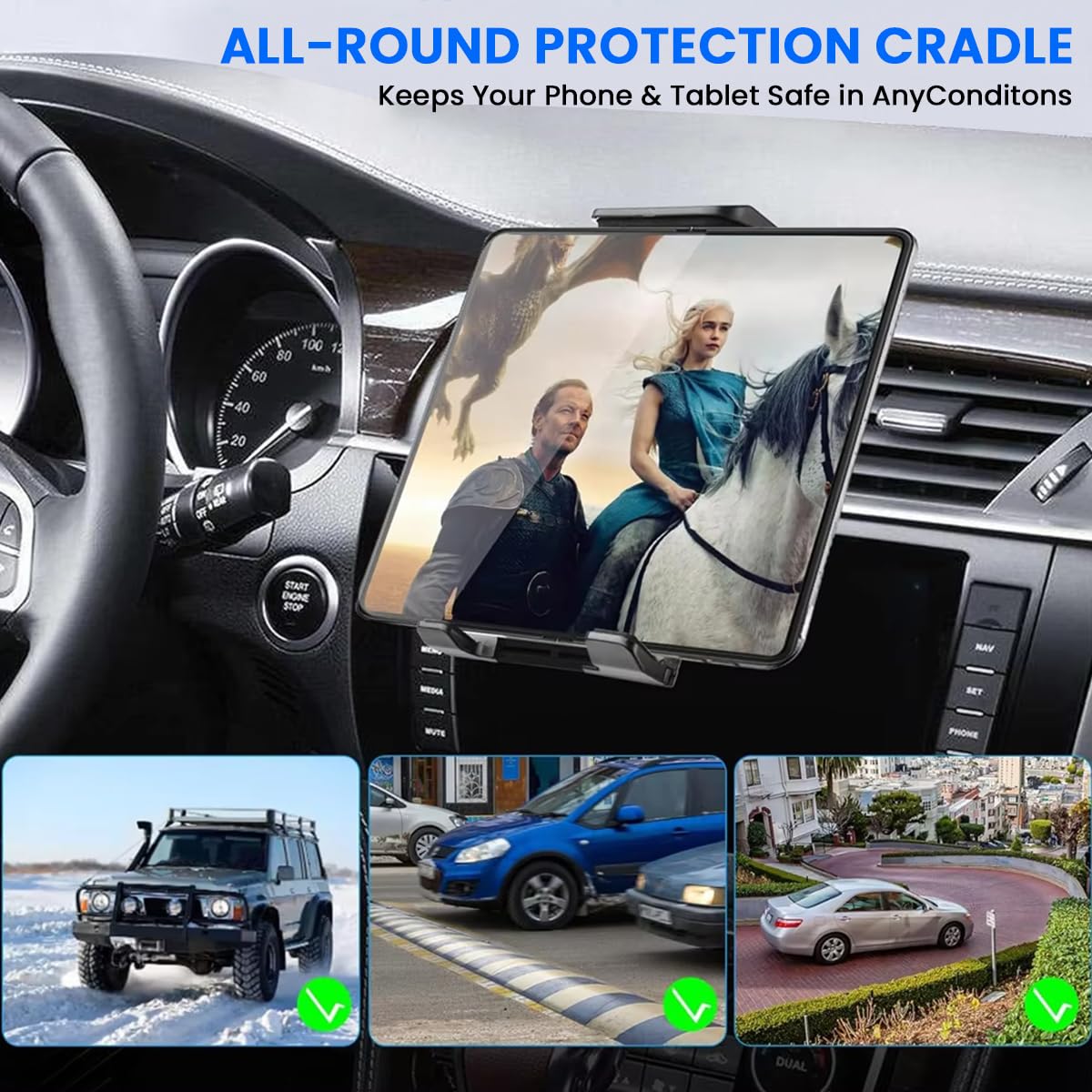 STHIRA Car Phone Holder for Air Vent with 360° Rotation and Screw Grip | Fits 4–11 in Devices