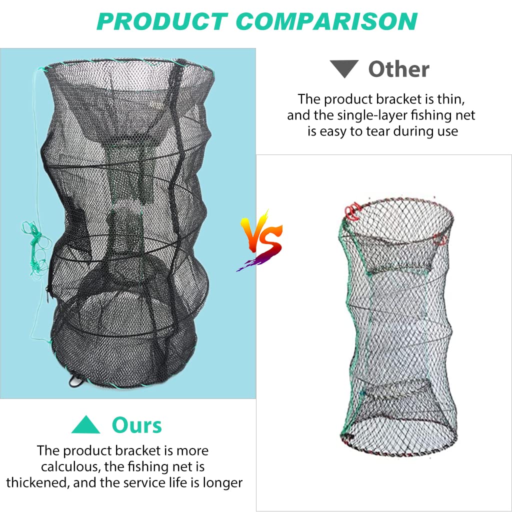 Proberos® Fishing Net Lobster Crab Trap Fish Basket Collapsible Portable Crab Trap Cage Fishing Keep Net Fish Net for Crayfish, Crab, 12.6X20.1inches