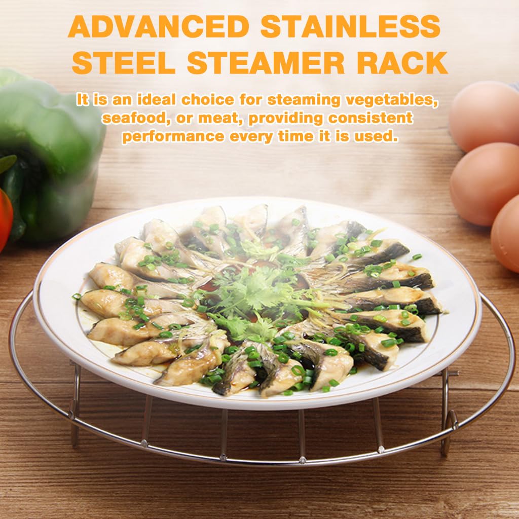 Supvox Stainless Steel Steamer Rack for Pots and Pressure Cookers featuring 7.6 in Round Wire Design with 2.5 cm Height | Pack of 2