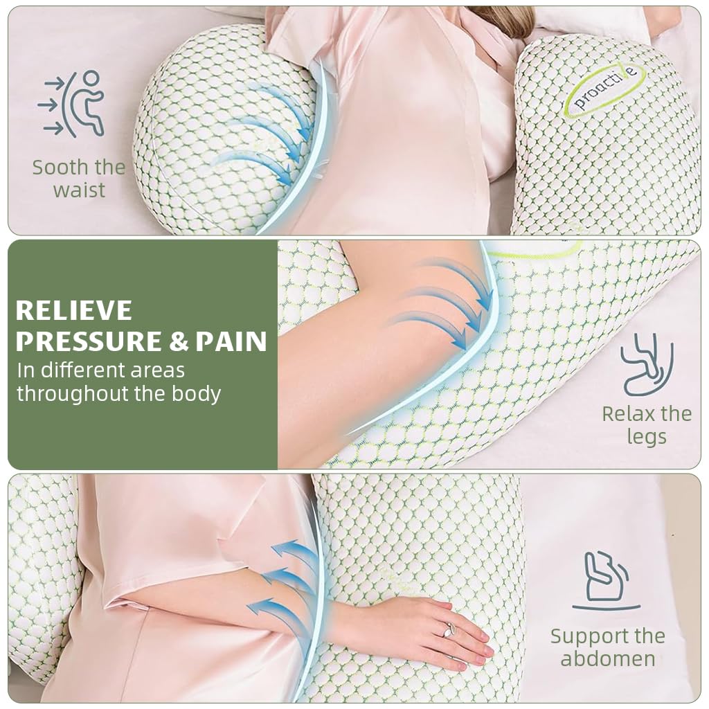 HASTHIP Pregnancy Pillow for Full Body Comfort with 2 Wedge Lumbar Pillows and Soft Washable Cover