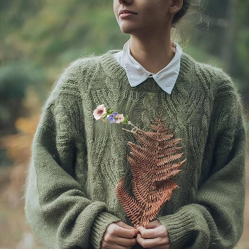 Zibuyu Colorful Flower Brooch Pin for Women with Crystal Alloy Design | Rust-Resistant Gift