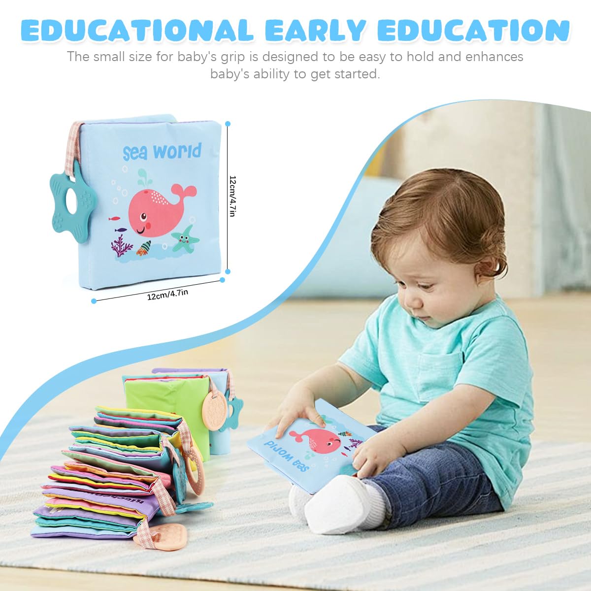 SNOWIE SOFT Baby Cloth Books for Sensory Learning with BB Sound and Sa Sa Paper | 6 Themes 2 PCS