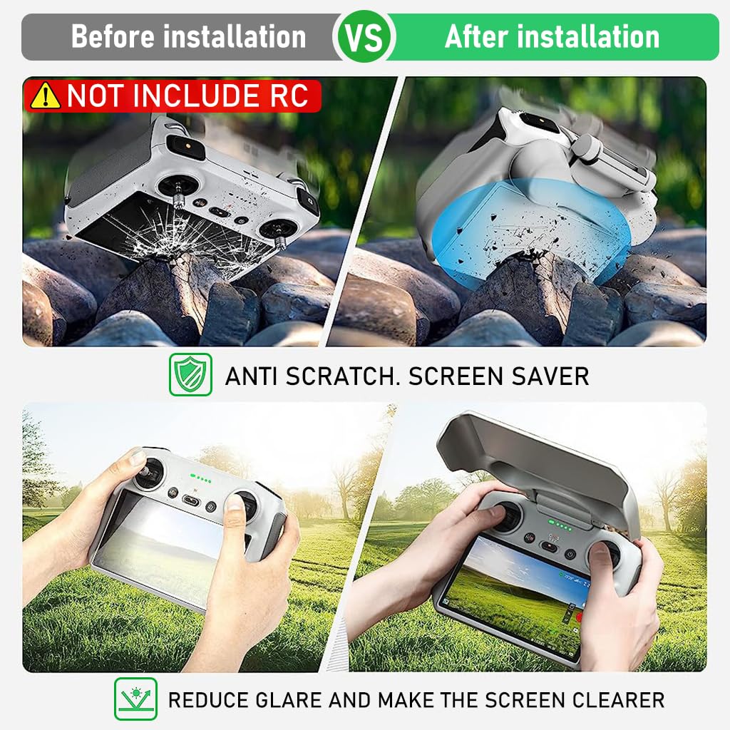 PATPAT Screen Sun Visor Protection Case for Mini 3 Pro RC with Control Handle Cover and Anti‑Glare Screen