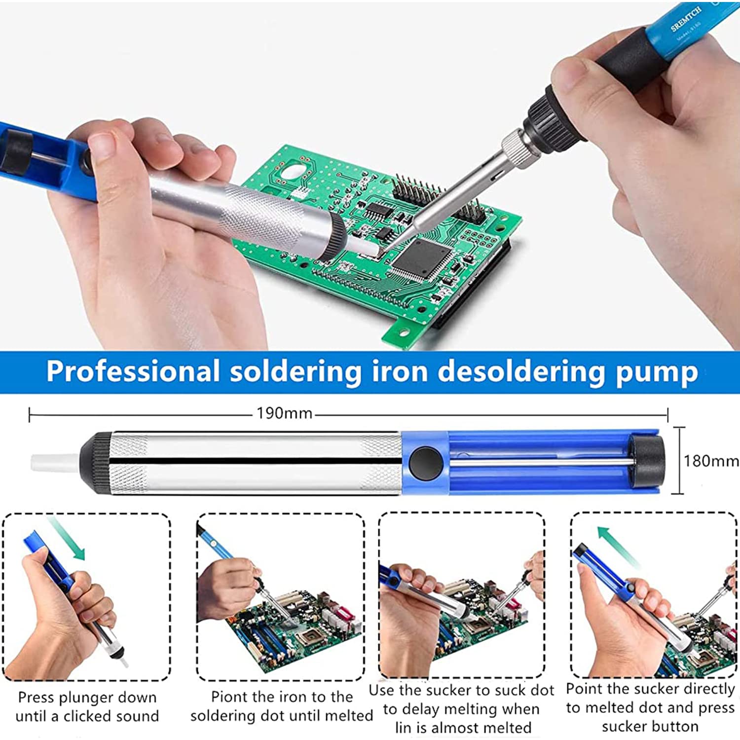 HASTHIP Soldering Iron Kit for Circuit Board Repair with 5 Tips and Steel Pipe Cooling | Adjustable 200–450°C