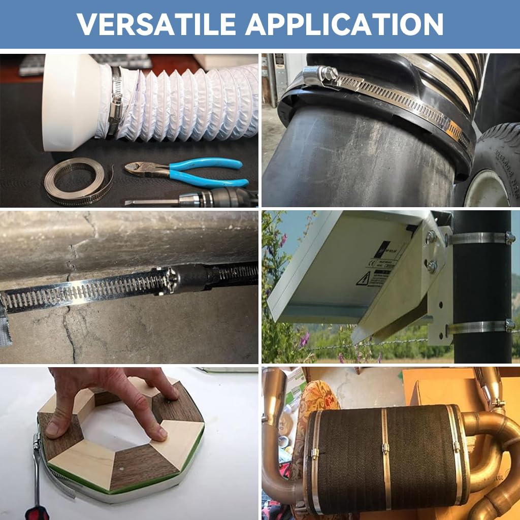 Serplex Hose Clamp Roll for Plumbing and Pipe Repairing featuring 6.6ft Band with 5 Bolts | 304 Stainless Steel