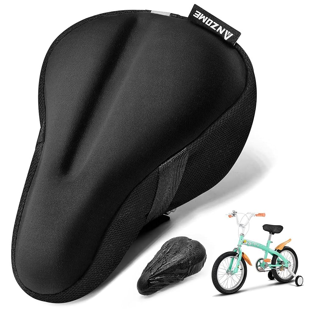 Proberos® Kids Bike Saddle Cushion, Gel Memory Foam Kids Bike Saddle Seat Cover, Enhanced Shock Absorption, Cute Cartoon Saddle Seat Cover Saver, Slip-on Saddle Seat Cushion with Drawstring Closure, S