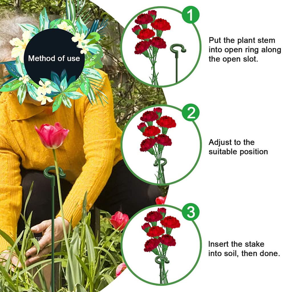 Optifit Plant Stakes for Orchid and Flower Support | 15pcs Set with 6.69–14.5 in Wire Rings