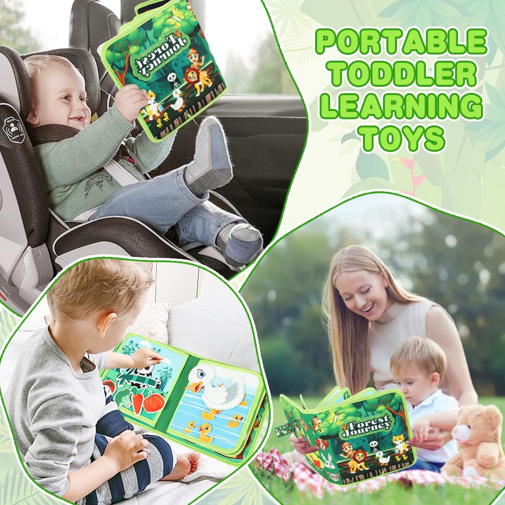 SNOWIE SOFT Busy Board for Toddlers featuring Forest Theme Felt Pages and Portable Travel Design | Montessori Sensory Toy for Kids 1–4
