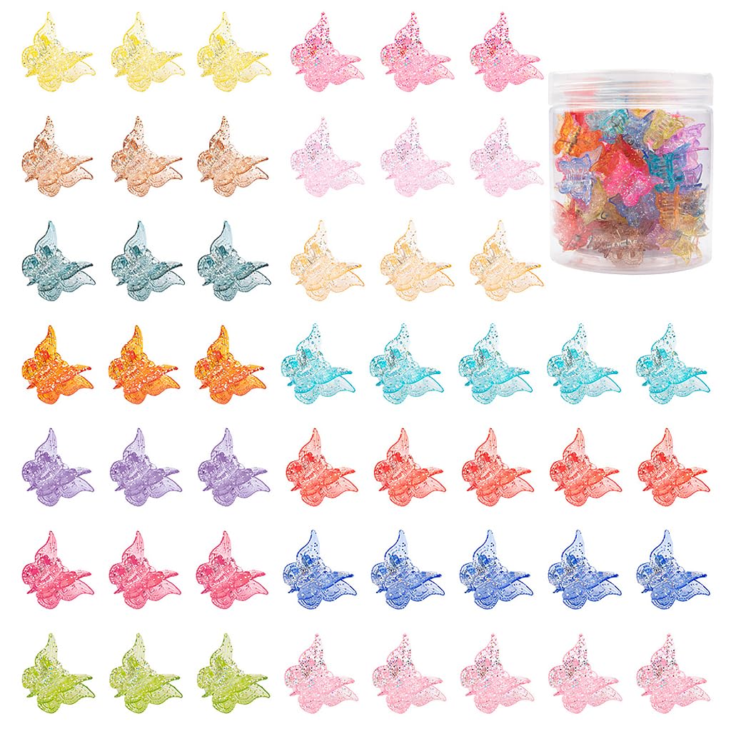 PALAY® 50pcs Mini Butterfly Hair Claw Clips for Girls Shimmering Hair Clips 10 Colors Mini Butterfly Hair Claw Clips Hair Accessories for Girls Y2K Style Hair Accessories for Styling