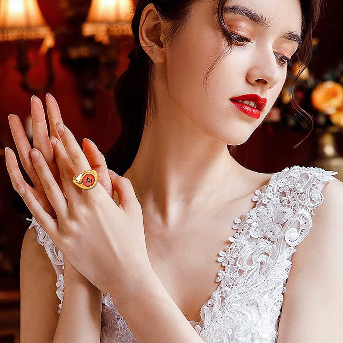 PATPAT Akatsuki Rings 10pcs Cosplay Set with Necklace and Gift Box for Naruto Fans