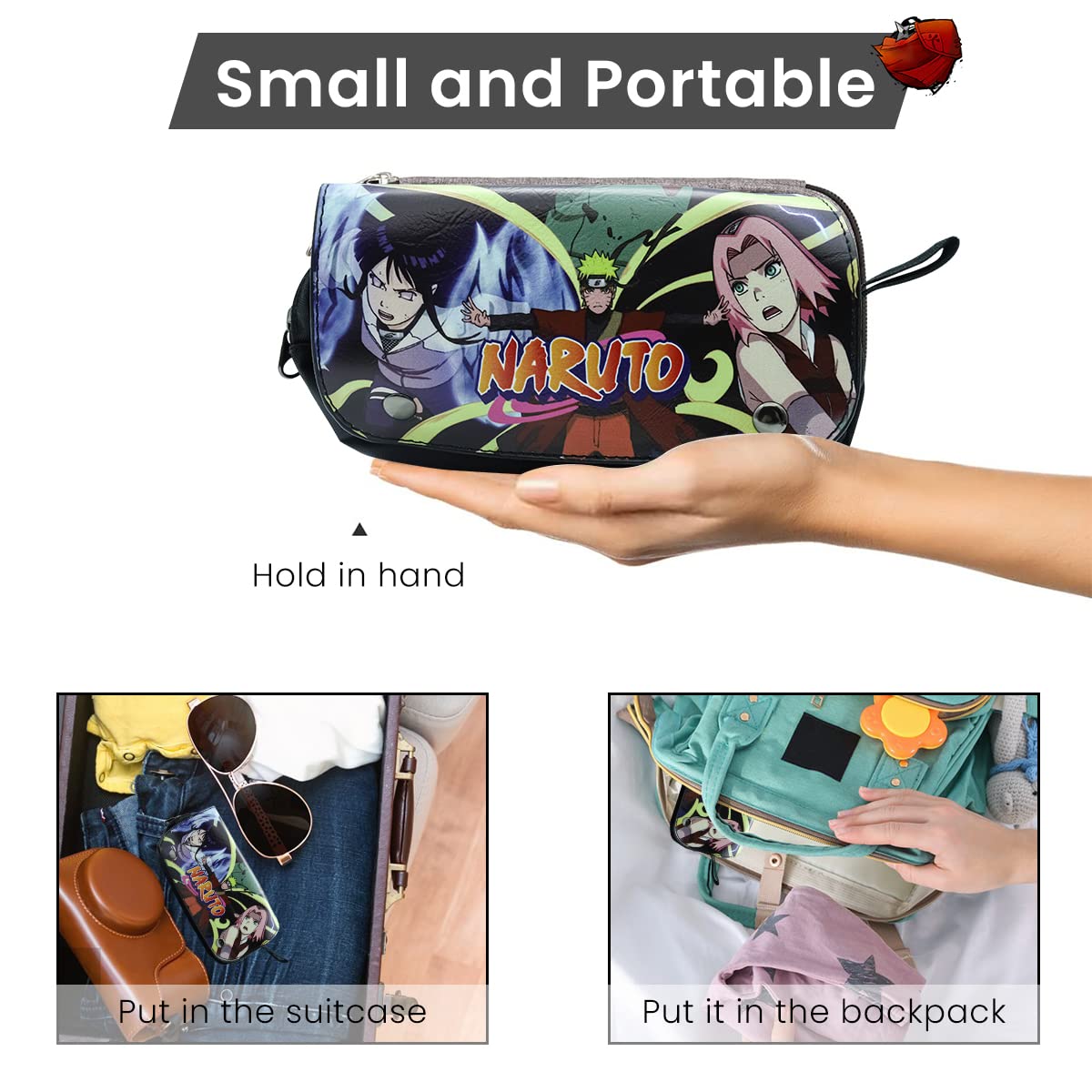 FANCYKU Na ruto Pencil Case for Students with Dual Layer Storage and PU Cover | Anime Gift