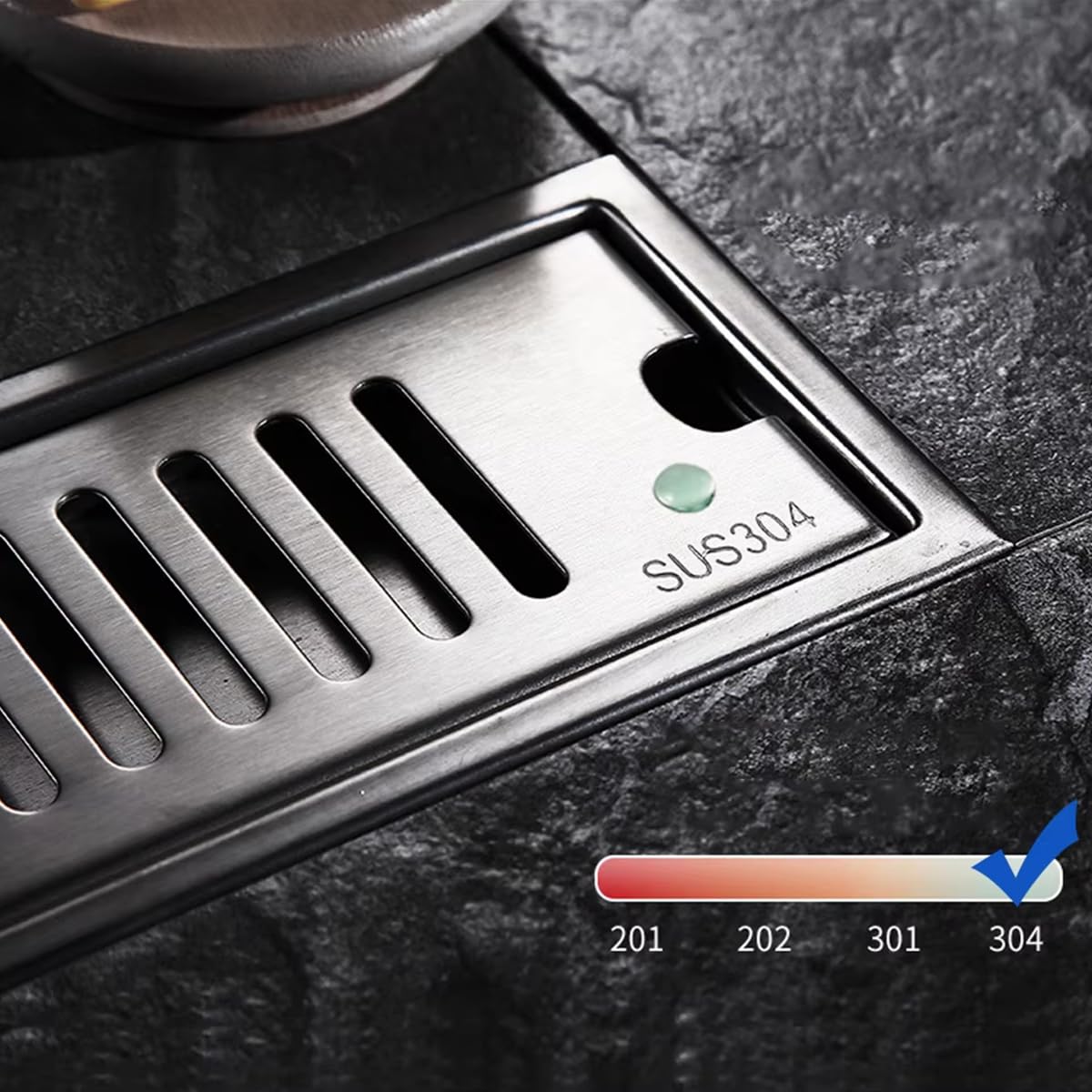 Serplex Linear Shower Drain for Modern Bathrooms with 11.8 x 4 in Size and Brushed 304 Stainless Steel | Sleek Invisible Design