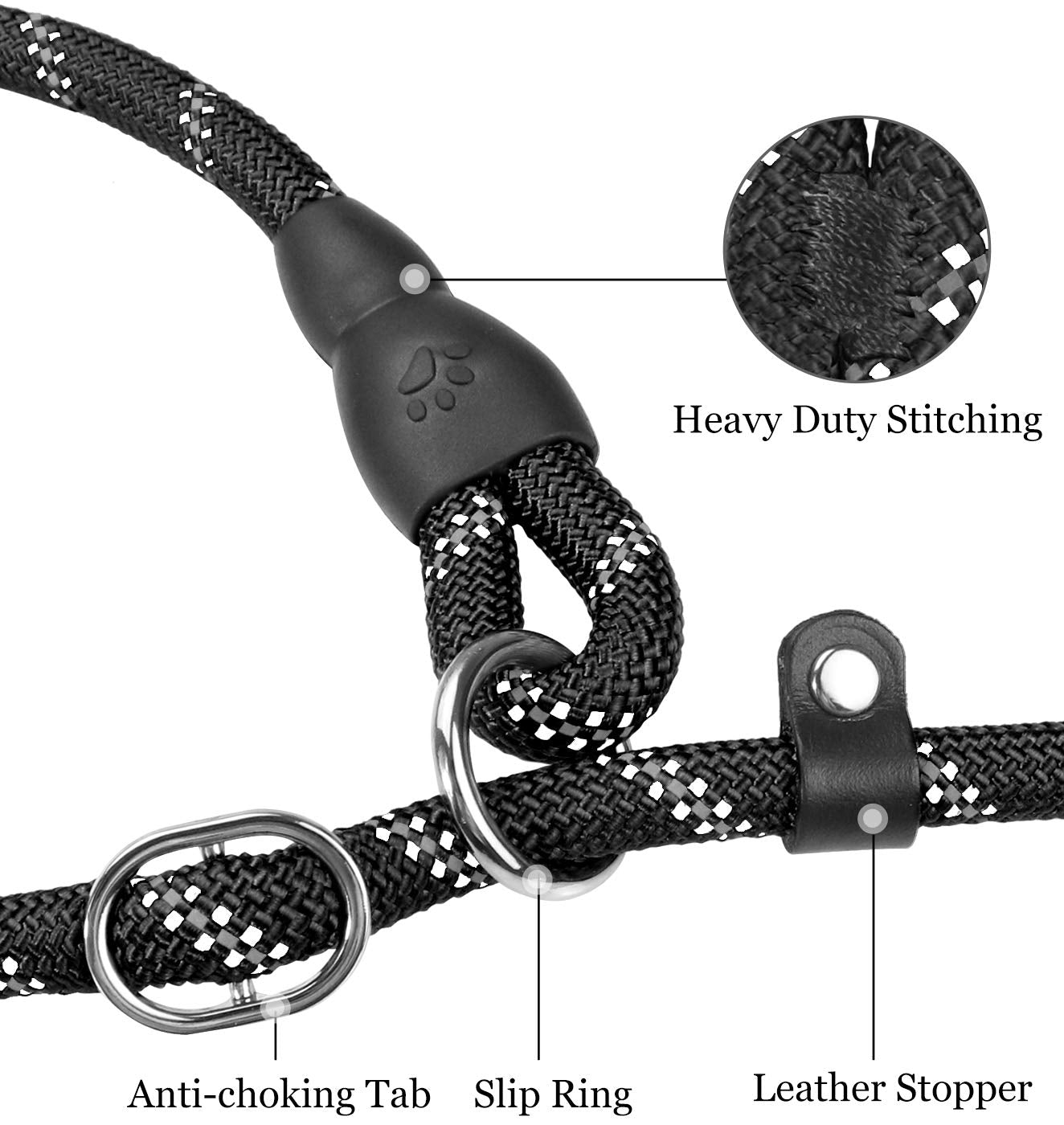 Qpets Dog Leash for Training and Daily Walks featuring 16.4ft Retractable Tape with 360° Swivel Hook and Reflective Nylon