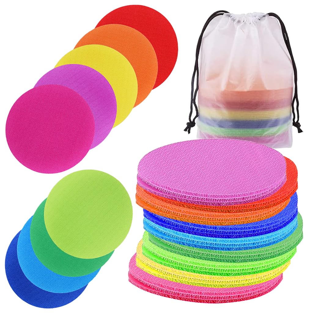 PATPAT Colorful Round Marks for Classroom Activities with Hook and Loop Backing | 27pcs 4 in Nylon Circles