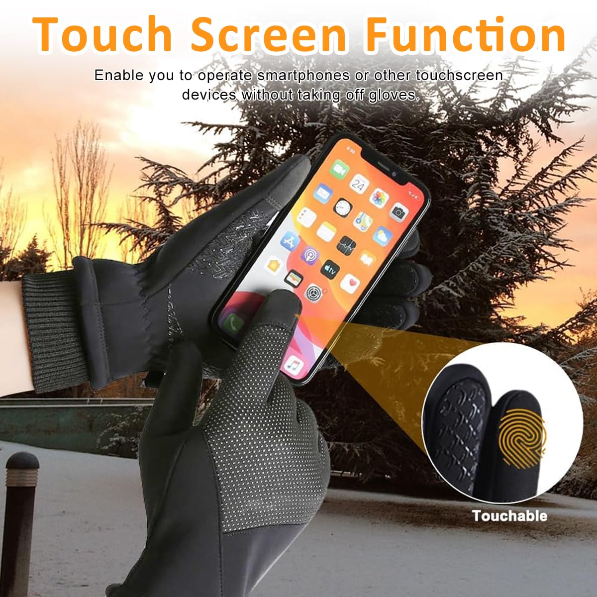 Gustave Winter Riding Gloves for Cycling with Touch Screen Fingertips and Anti Slip Palm | Windproof Thermal Fleece Outdoor Design