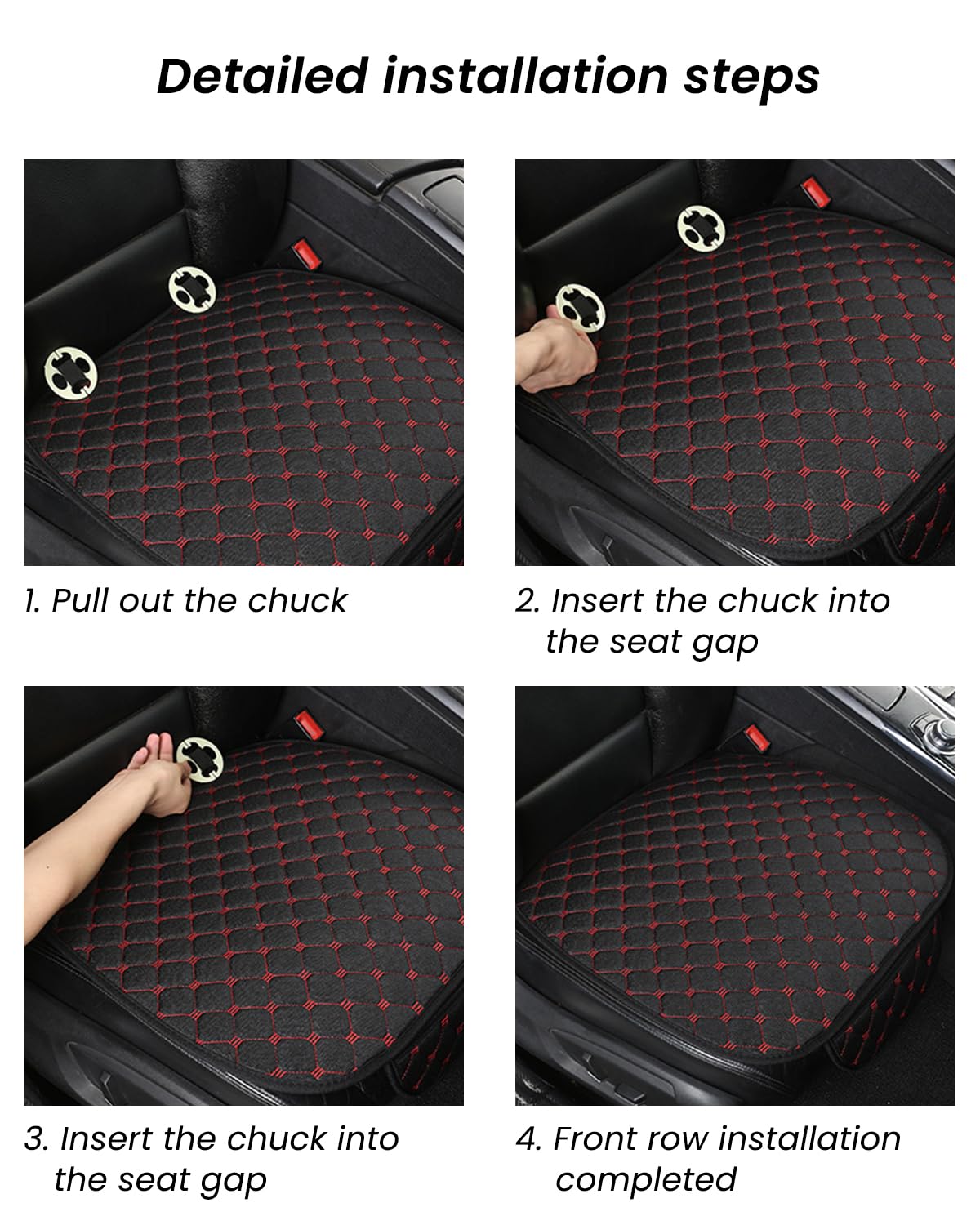 STHIRA® 3Pcs Car Seat Covers Linen Breathable Front Seat Cushion Mat Fashion Car Seat Cover with Storage Pouch Long Rear Seat Cover Anti-Slip Car Seat Cover Anti-Scratches Car Seat Protector Liner