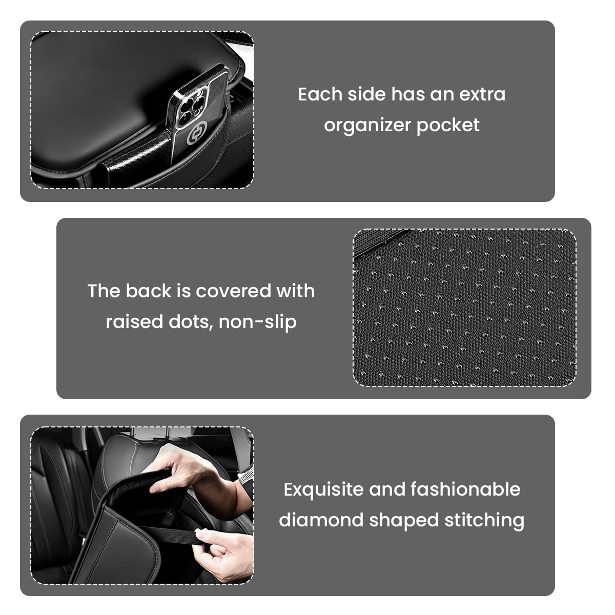 STHIRA® Car Center Console Armrest Pad Fashion PU Car Center Console Cover with 2 Storage Pouches Universal Center Console Armrest Cushioning Pad Armrest Cover Car Organizer, Black